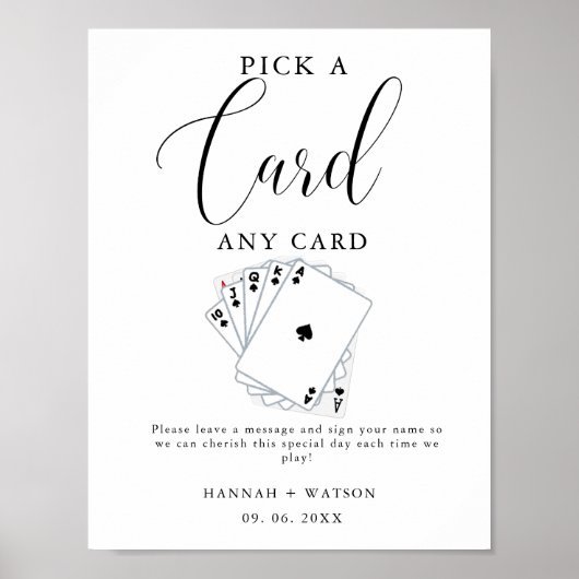 Moderne speelkaarten bruiloft gastenboek teken poster (Voorkant)