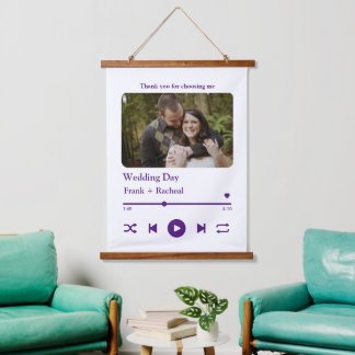 Moderne speellijstfoto van muzieklied hangend wandkleed