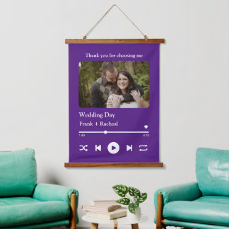 Moderne speellijstfoto van muzieklied hangend wandkleed