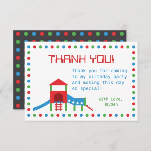 Moderne speelplaats Kinderen van afgelopen dag Dan Bedankkaart (Voorkant / Achterkant)