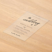 Moderne Speelse Calligrafie Zwarte Bruiloft Acryl Uitnodigingen (Laagn)