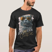 Moderne Speelse Cool Grunge Custom Huisdier Kat Fo T-shirt (Voorkant)
