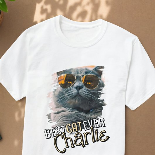 Moderne Speelse Cool Grunge Custom Huisdier Kat Fo T-shirt