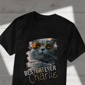 Moderne Speelse Cool Grunge Custom Huisdier Kat Fo T-shirt