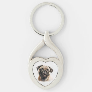 Moderne speelse eenvoudige elegante Chic Pet Photo Sleutelhanger