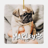 Moderne speelse eenvoudige grunge aangepaste huisd keramisch ornament (Achterkant)