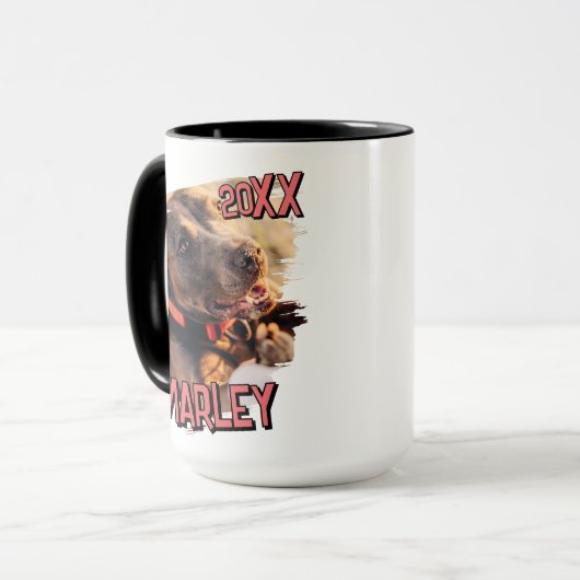 Moderne speelse eenvoudige grunge aangepaste huisd mok (Voorkant links)