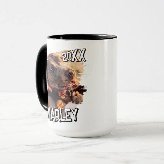 Moderne speelse eenvoudige grunge aangepaste huisd mok (Voorkant links)