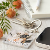 Moderne speelse eenvoudige grunge aangepaste huisd sleutelhanger (Voorkant Rechts)