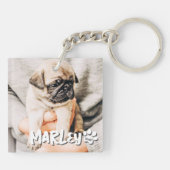 Moderne speelse eenvoudige grunge aangepaste huisd sleutelhanger (Achterkant)