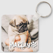 Moderne speelse eenvoudige grunge aangepaste huisd sleutelhanger (Achterkant)