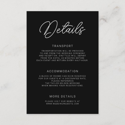 Moderne speelse kalligrafie bruiloft details informatiekaartje (Voorkant)