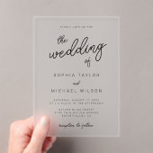 Moderne speelse kalligrafie zwart wit bruiloft acryl uitnodigingen (Insitu (Draagbaar))