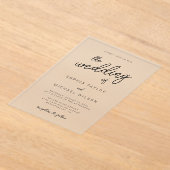 Moderne speelse kalligrafie zwart wit bruiloft acryl uitnodigingen (Laagn)