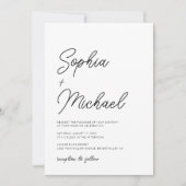 Moderne speelse kalligrafie zwart wit bruiloft kaart (Voorkant)