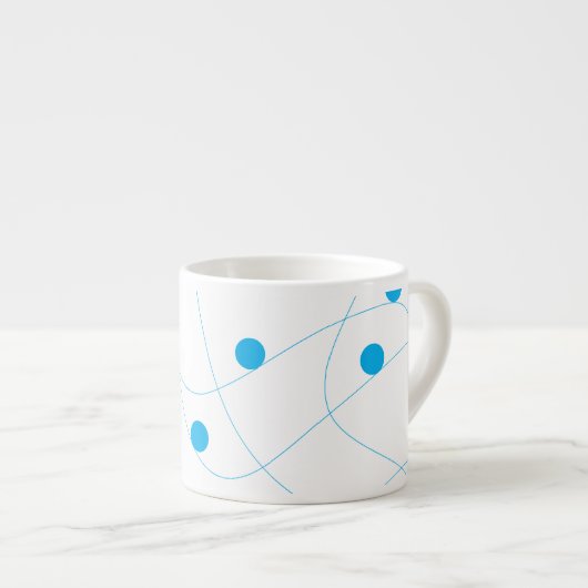 Moderne, speelse, leuke, leuke blauwe ballen patro espresso kop (Voorkant rechts)