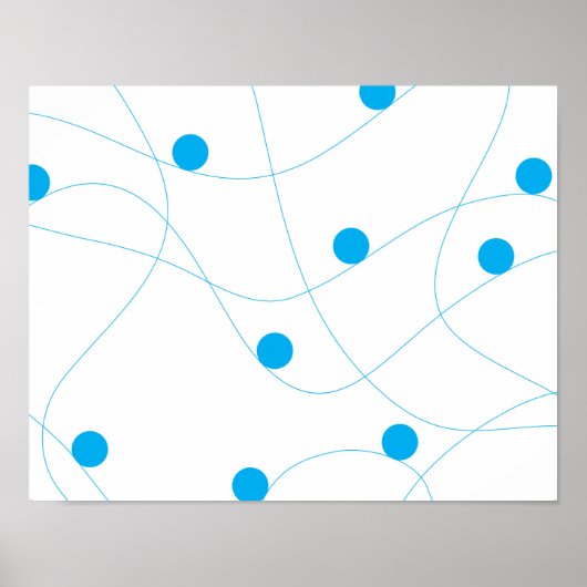 Moderne, speelse, leuke, leuke blauwe ballen patro poster (Voorkant)