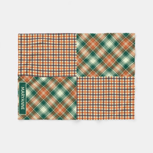 Moderne speldenband en gecontroleerd Patroongroen  Fleece Deken (Voorkant (Horizontaal))