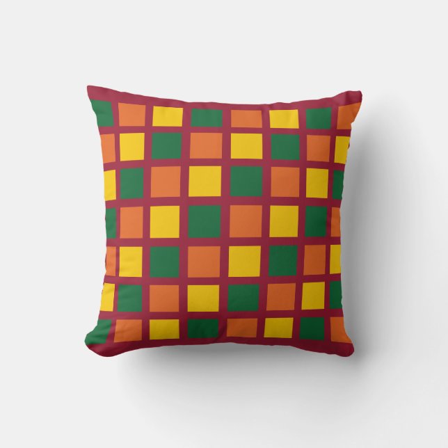Moderne Spicy Colors Geometric Squares Kussen (Voorkant)