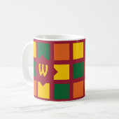 Moderne Spicy Colors Geometric Squares Monogram Koffiemok (Voorkant links)