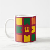 Moderne Spicy Colors Geometric Squares Monogram Koffiemok (Links)