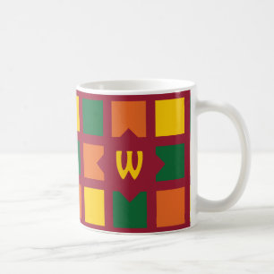 Moderne Spicy Colors Geometric Squares Monogram Koffiemok