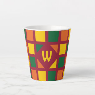 Moderne Spicy Colors Geometric Squares Monogram Latte Mok
