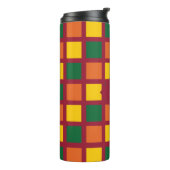 Moderne Spicy Colors Geometric Squares Monogram Thermosbeker (Gedraaid links)