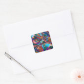 Moderne spiegel van verf vierkante sticker (Envelop)