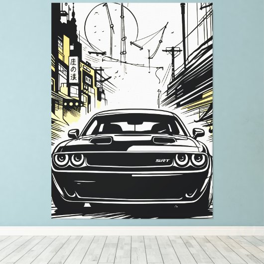 Moderne Spierauto Front Pop Art Illustratie Print (Insitu (Houten vloer))