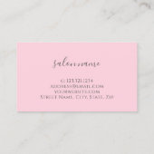 Moderne spijkers met witte marmer- en roze typogra visitekaartje (Achterkant)