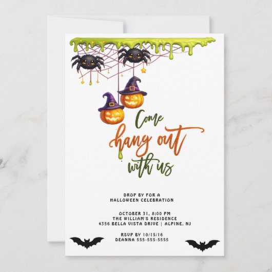 Moderne spin Halloween hang out met ons feest Kaart (Voorkant)