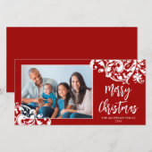 Moderne spiraalvormige krul Kerstmis Rood en Wit Feestdagenkaart (Voorkant / Achterkant)