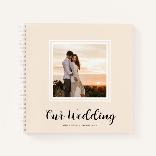 Moderne Spiral Guest Book op Photo Wedding Notitieboek (Voorkant)