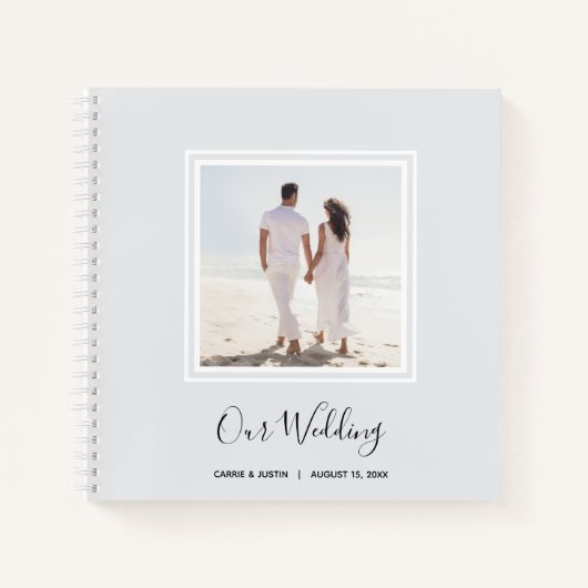 Moderne Spiral Guest Book op Photo Wedding Notitieboek (Voorkant)