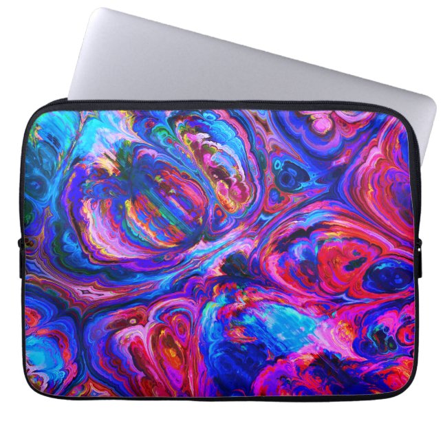 Moderne Splash van Paarse Hue Paints Laptop Sleeve (Voorkant)