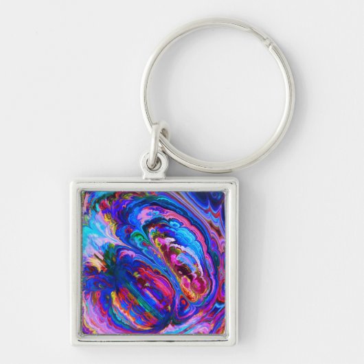 Moderne Splash van Paarse Hue Paints Sleutelhanger (Voorkant)