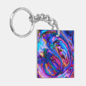 Moderne Splash van Paarse Hue Paints Sleutelhanger (Voorkant Links)