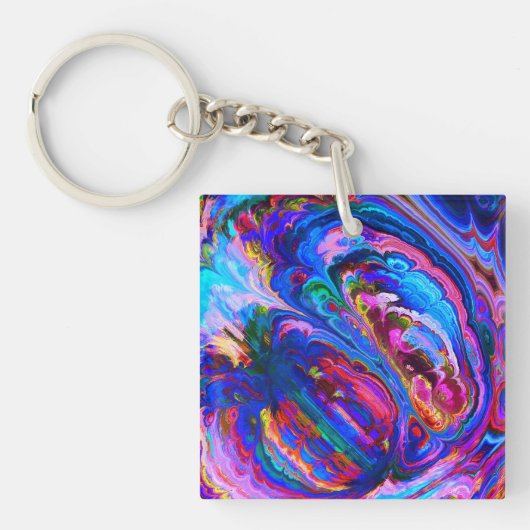 Moderne Splash van Paarse Hue Paints Sleutelhanger (Voorkant)