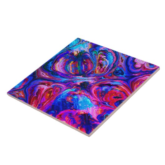 Moderne Splash van Paarse Hue Paints Tegeltje (Zijkant)