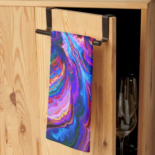 Moderne Splash van Paarse Hue Paints Theedoek (Derde Gevouwen)