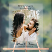 Moderne Splatter Trouwfoto Welkom Wit Acryl Bord (Neutraal)