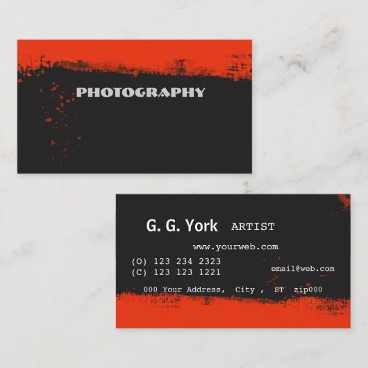 Moderne Spletters Rode Abstracte verf voor penseel Visitekaartje (Voorkant / Achterkant)