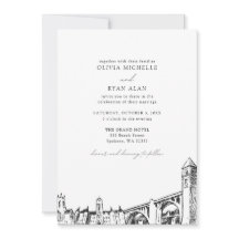 Moderne Spokane skyline zwart & wit bruiloft