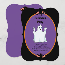 Moderne spook- en vleermuizen Halloween-uitnodigin Kaart