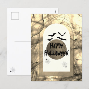 Moderne Spooky Bat Zwarte Typografie Happy Hallowe Feestdagenkaart