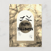 Moderne Spooky Bat Zwarte Typografie Happy Hallowe Feestdagenkaart (Voorkant)