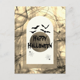 Moderne Spooky Bat Zwarte Typografie Happy Hallowe Feestdagenkaart