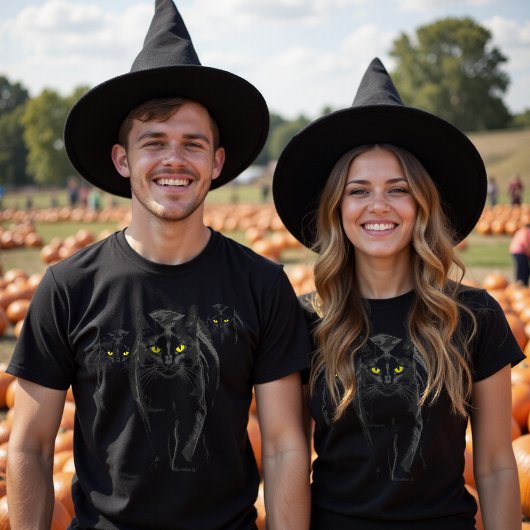 Moderne Spooky Black Cat Shadow Gothic bovennatuur T-shirt