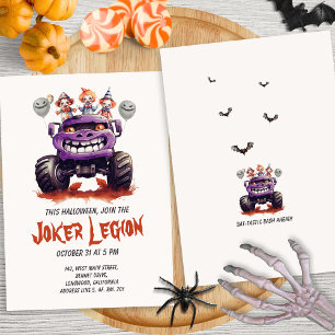 Moderne Spooky Creepy Joker Monster Truck Hallowee Kaart